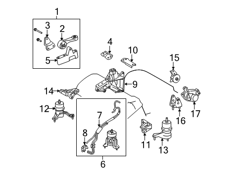 2009 Toyota Highlander Bracket, Engine Mounting, Rear Diagram for 12322-20040