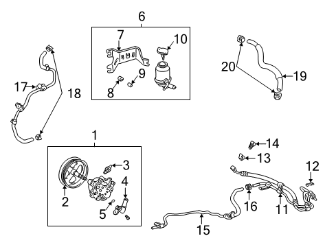 2001 Toyota Highlander P/S Pump & Hoses, Steering Gear & Linkage Diagram