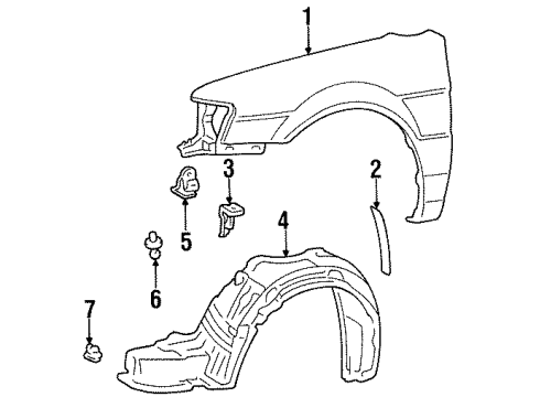 1996 Toyota Paseo Fender Sub-Assy, Front LH Diagram for 53802-16460