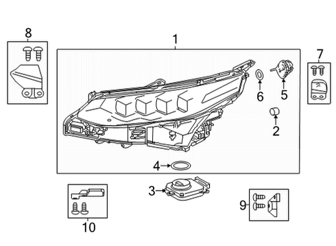 2019 Toyota Mirai Headlamp Components Diagram