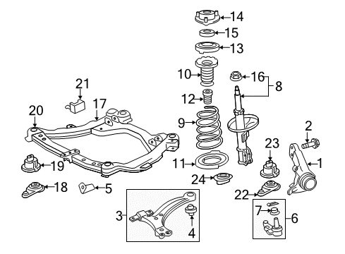 2008 Toyota Camry Front Suspension, Control Arm, Stabilizer Bar Diagram 1 - Thumbnail