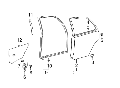 2003 Toyota Camry Door Shell, Passenger Side Diagram for 67003-33130