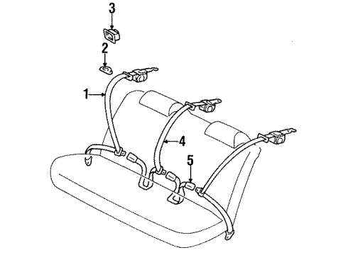 1997 Toyota Avalon Belt Assembly, Rear Seat 3 Point Type, Inner, LH Diagram for 73480-07010-E1