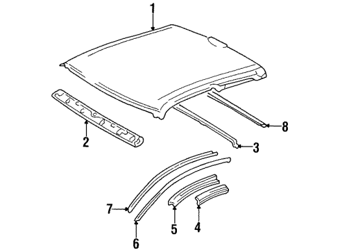 1997 Toyota T100 Roof & Components Diagram