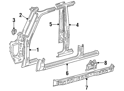 1997 Toyota Land Cruiser Center Pillar & Rocker, Hinge Pillar Diagram