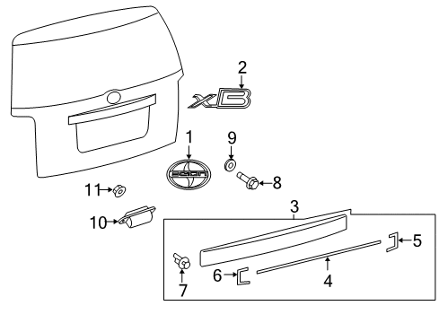 2009 Scion xB Symbol Emblem Diagram for 75441-12A20