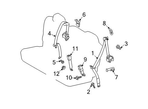 2009 Toyota Venza Belt Assembly, Front Seat Diagram for 73240-0T010-B0