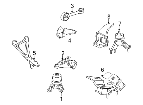 2000 Toyota Camry Engine & Trans Mounting Diagram 2 - Thumbnail