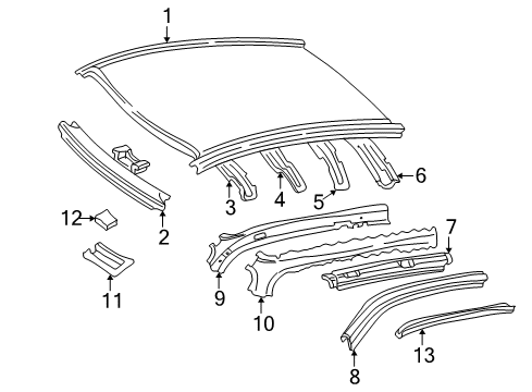 1999 Toyota Solara Reinforcement, Front Pillar, Upper Outer RH Diagram for 61175-06011