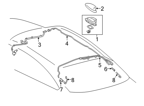 2020 Toyota Avalon Cover Kit, Antenna O Diagram for 86077-33030-B3