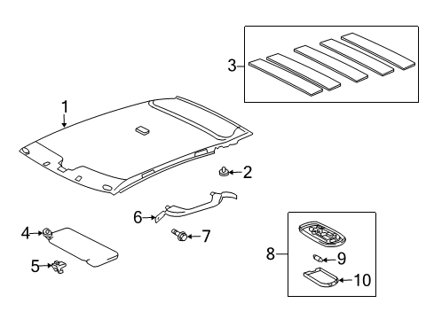 2005 Scion xB Visor Assembly, Right Diagram for 74310-52450-B0