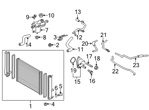 2013 Toyota Prius V Radiator & Components Diagram