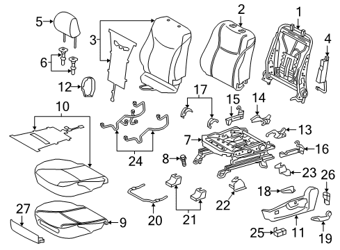 2013 Toyota Prius V Driver Seat Components Diagram