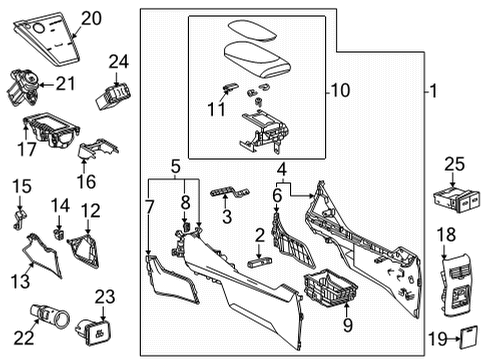 2019 Toyota Mirai Box Sub-Assembly, CONSOL Diagram for 58901-62020-C2