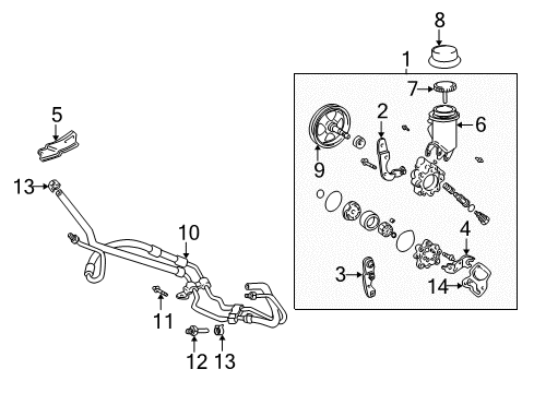 2006 Scion xB Stay, Vane Pump, Rear Diagram for 44444-52010