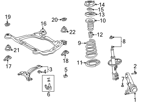 2006 Toyota Camry Support Sub-Assy, Front Suspension, LH Diagram for 48609-06090