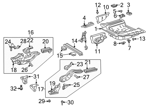 2002 Toyota Prius Bracket, Rear ABSORBER Mounting RH Diagram for 58302-47020