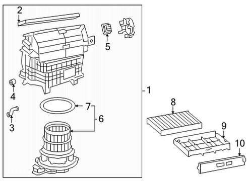 2021 Toyota Mirai Blower Motor Diagram for 87103-50180