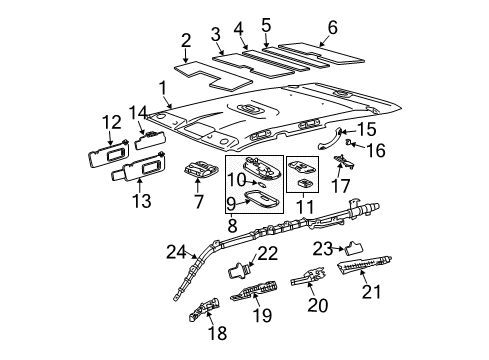 2004 Toyota 4Runner Pad, Roof Headlining Diagram for 63351-35030