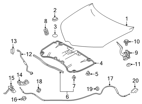 2018 Toyota Corolla iM Hinge Assembly, Hood, RH Diagram for 53410-12600