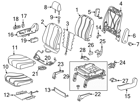 2018 Toyota Sienna Front Seat Components Diagram 2 - Thumbnail