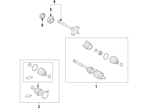 2022 Toyota Prius AWD-e Rear Axle, Axle Shafts & Joints, Drive Axles Diagram