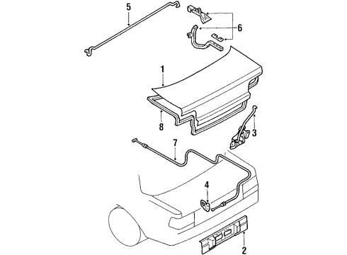 1988 Toyota Corolla Luggage Compartment Door Plate, No.3 Diagram for 75443-1A160-03