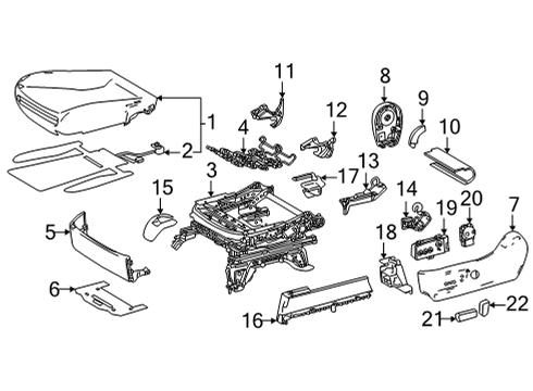 2019 Toyota Mirai Driver Seat Components Diagram