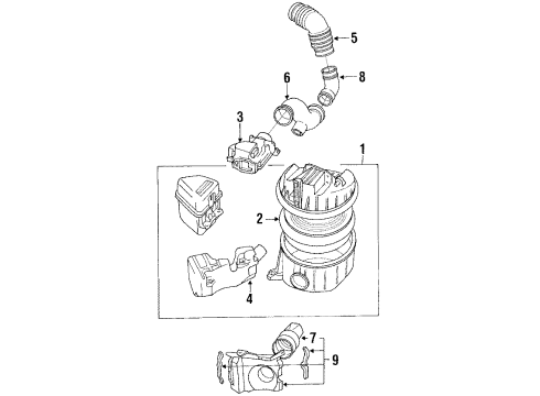 1988 Toyota Pickup Duct, Air Cleaner Diagram for 53207-89107