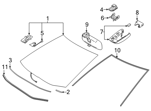 2019 Toyota Corolla Windshield Glass, Reveal Moldings Diagram 2 - Thumbnail