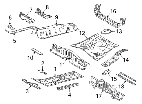 2023 Toyota Corolla Floor Crossmember, Rear Diagram for 57605-02291