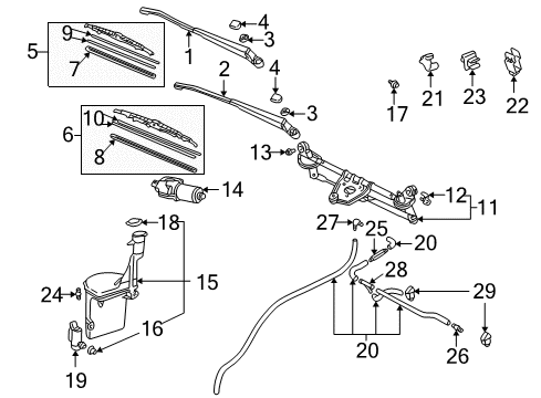 2001 Toyota Echo Front Wiper Blade, Left Diagram for 85222-33180