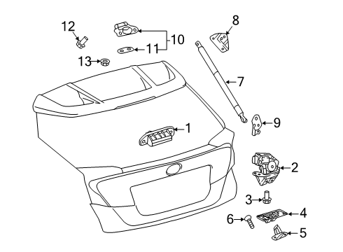 2020 Toyota C-HR Back Door Stay Assembly Diagram for 68960-0WJ20