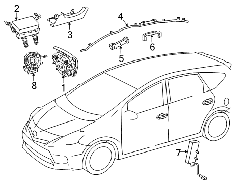 2015 Toyota Prius V Air Bag Components Diagram 1 - Thumbnail