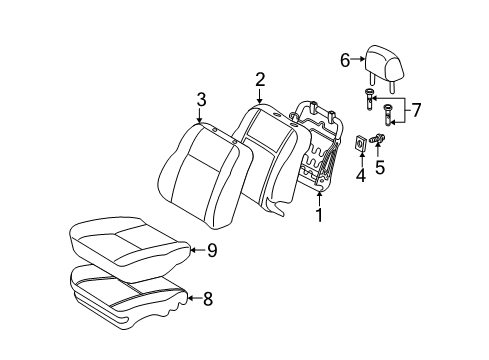 2005 Scion xA Front Seat Components Diagram 2 - Thumbnail