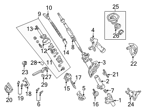 2007 Toyota Land Cruiser Attachment, Steering Column Tube, LWR Diagram for 45279-33030