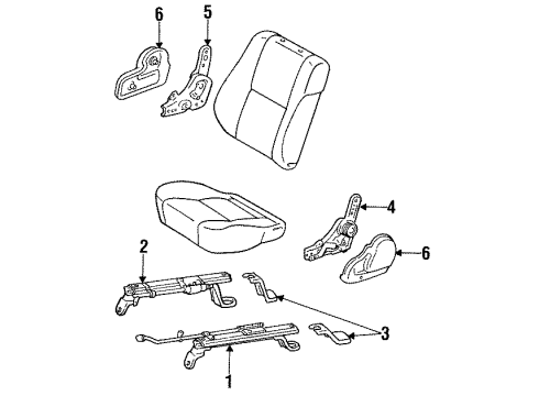 1991 Toyota Land Cruiser Manual Seat Tracks & Components Diagram