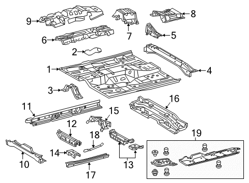 2017 Toyota Camry Member, Front Floor Cross Diagram for 57453-06060