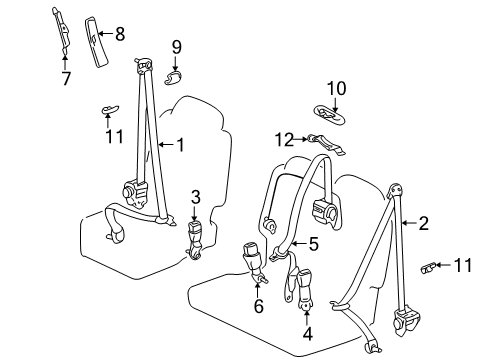 2001 Toyota Sequoia Lap & Shoulder Belt, Passenger Side Diagram for 73210-0C030-E1