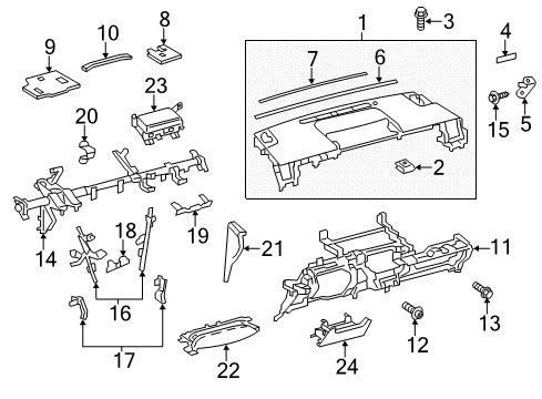 2016 Toyota Prius V Cluster & Switches, Instrument Panel Diagram 1 - Thumbnail