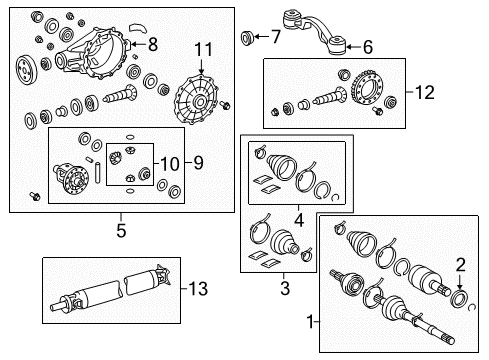 2013 Toyota Sequoia Rear Cv Joint Boot Kit, Inboard Joint, Left Diagram for 04439-0C010