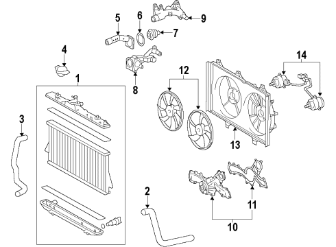 2015 Toyota Highlander SHROUD, Fan Diagram for 16711-0P250