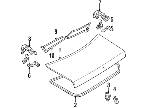 1989 Toyota Cressida Protector, Luggage Door Opener Cable, LH Diagram for 64574-22010