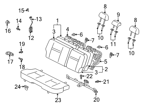 2005 Scion xB Rear Seat Components Diagram