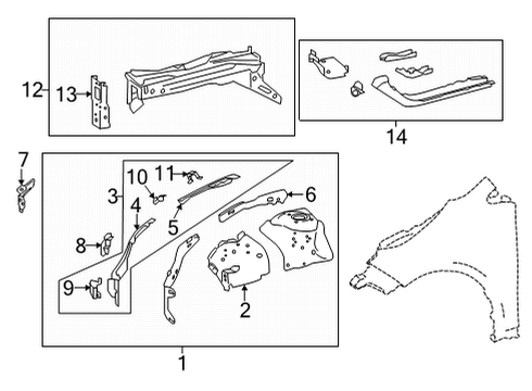 2023 Toyota Corolla Cross Structural Components & Rails Diagram