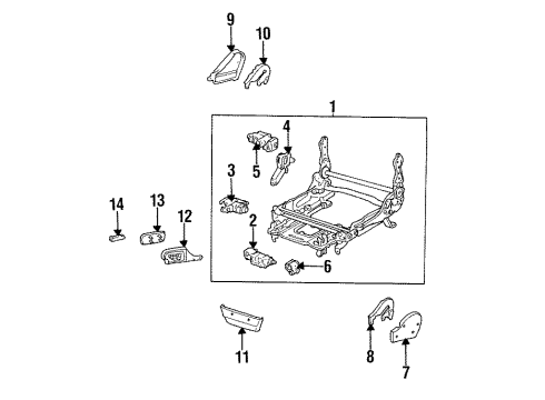 1994 Toyota Land Cruiser Power Seat Tracks & Components Diagram