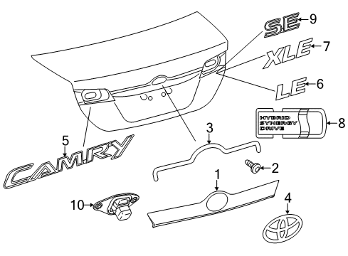 2014 Toyota Camry License Molding Protector Diagram for 76825-06190