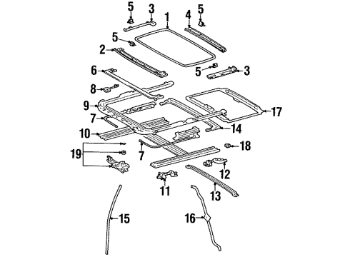 1999 Toyota Avalon Bracket, Sliding Roof Housing Rear Mounting, RH Diagram for 63245-41020