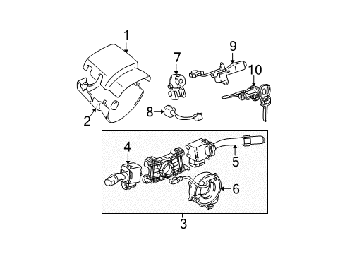 2002 Toyota Tacoma Shroud, Switches & Levers Diagram 1 - Thumbnail