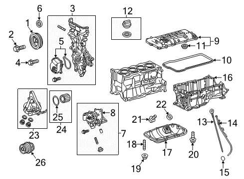 2015 Toyota Prius V Engine Parts & Mounts, Timing, Lubrication System Diagram 1 - Thumbnail